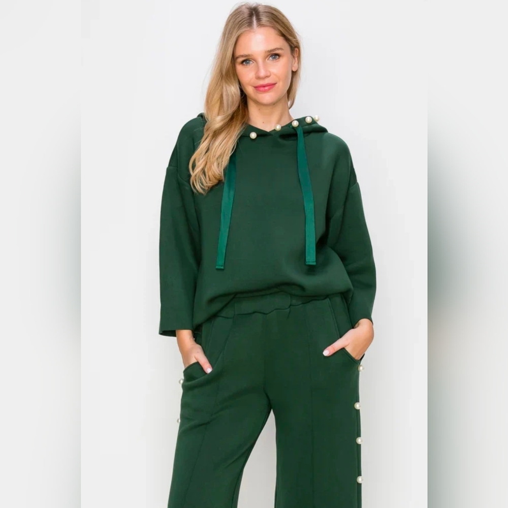 Joh Apparel - Francine French Scuba Pearl Hoodie - Hunter Green